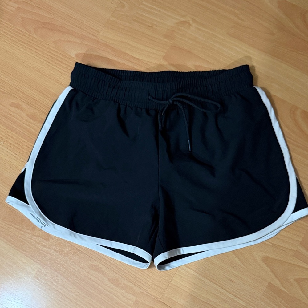 Ideology Black Athletic Shorts with White Piping